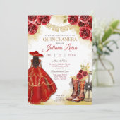 Invitation Bottes florales de Charra en or rouge occidental Q (Debout devant)