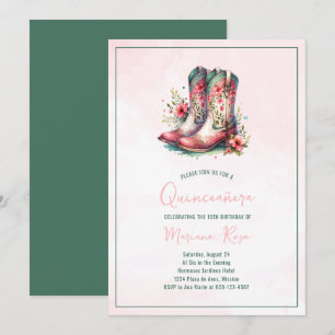 Invitation Bottes florales de l'Ouest Quinceanera Anniversair