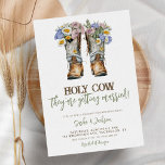 Invitation Bottes florales de vache Saint-Vache Mariage Coupl<br><div class="desc">Bottes de cow-boy Floral de la vache Sainte Mariage Couple Show Invitation</div>