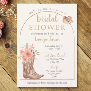 Invitation Bottes Florales Élégantes Réception de Mariage Cow