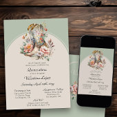 Invitation Bottes florales occidentales Boho rustique Quincea