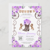 Invitation Bottes florales pourpres de Charra Ouest Quinceañe (Devant)