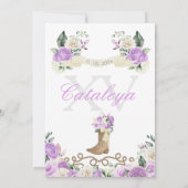 Invitation Bottes florales pourpres Ouest Mariachi Quinceañer (Dos)