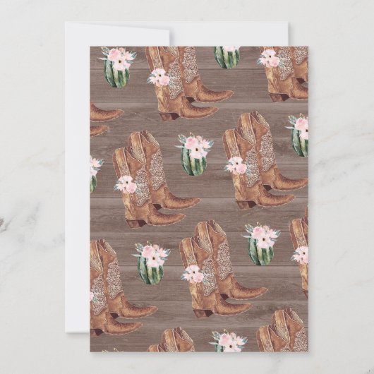 Invitation Bottes florales roses en bois et Fête des mariées (Dos)