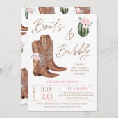 Invitation Bottes florales roses rustiques et Fête des mariée (Devant / Derrière)
