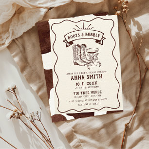 Invitation Bottes illustrées à la main et Fête des mariées mo