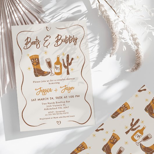 Invitation Bottes nuptiales Whimsical et douches à bulles