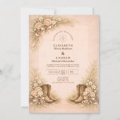 Invitation Bottes occidentales blush pour mariage (Devant)