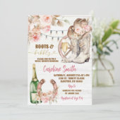 Invitation Bottes occidentales florales boho et douche de mar (Debout devant)