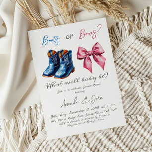 Invitation Bottes ou noeuds élégants pour bébé Rose Bleu Révé
