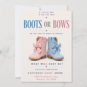 Invitation Bottes ou Rubans Révélation du Sexe Code QR Rose o