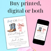 Invitation Bottes ou vaches bleu rose Genre Révélation