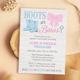 Invitation Bottes ou vaches Genre Révéler Baby shower rustiqu