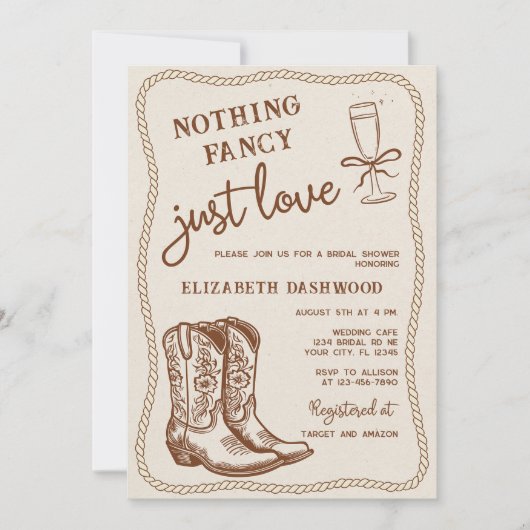 Invitation Bottes pour fille à main tiré Juste Love Fête des  (Devant)