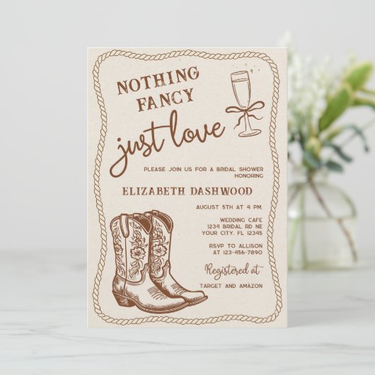 Invitation Bottes pour fille à main tiré Juste Love Fête des  (Debout devant)