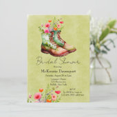 Invitation Bottes pour fille avec Fête des mariées Fleur sauv (Debout devant)