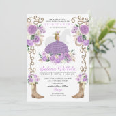 Invitation Bottes pourpres Roses Western Quinceañera (Debout devant)