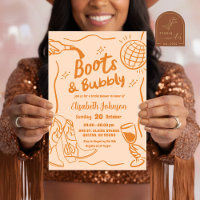 Bottes rétro orange et Fête des mariées bulle