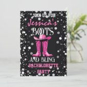 Invitation Bottes roses et Bling Bachelorette (Debout devant)