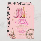 Invitation Bottes roses et or et Fête des mariées Bubly (Devant / Derrière)