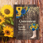 Invitation Bottes Roses Russe bleu tournesol Quinceañera