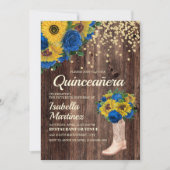 Invitation Bottes Roses Russe bleu tournesol Quinceañera (Devant)