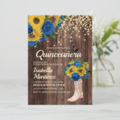 Invitation Bottes Roses Russe bleu tournesol Quinceañera (Debout devant)