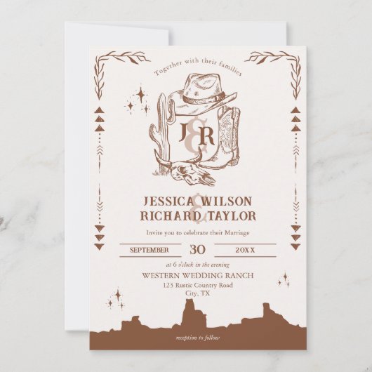 Invitation Bottes Rustique Western Ranch (Devant)