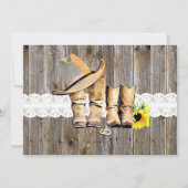 Invitation Bottes rustiques Cowboy, dentelle et Mariage de to (Dos)
