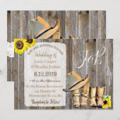 Invitation Bottes rustiques Cowboy, dentelle et Mariage de to (Devant / Derrière)