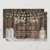 Invitation Bottes rustiques Cowboy & Fête des mariées Lantern (Devant / Derrière)