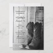 Invitation Bottes rustiques Cowboy Sweet 16 Grange fête d'ann (Devant)