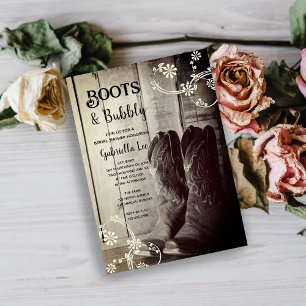 Invitation Bottes rustiques et Fête des mariées occidentale b
