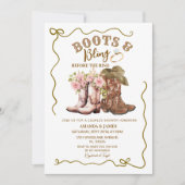 Invitation Bottes rustiques et paillettes pour une fête préna (Devant)