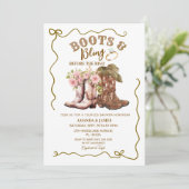 Invitation Bottes rustiques et shower de couple cowboy Bling (Debout devant)