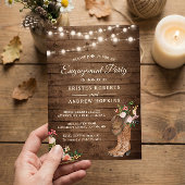 Invitation Bottes Rustiques Floral Chaîne Lights