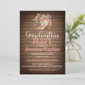 Invitation Bottes rustiques Floral Rose Cowgirl Graduation Pa (Debout devant)
