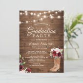 Invitation Bottes rustiques Roses rouges Fête de Graduation F (Debout devant)