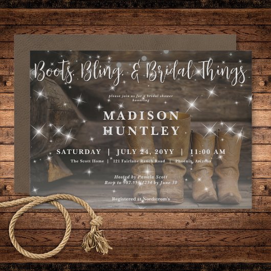 Invitation Bottes rustiques Western Cowboy pour deux Fêtes de