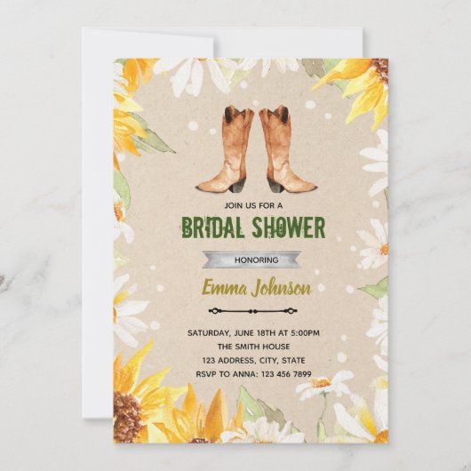 Invitation bottes tournesol (Devant)