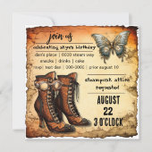 Invitation Bottes victoriennes | Papillon Steampunk | Anniver (Devant)