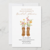 Invitation Bottes vintages bouquet de fleurs douche nuptiale (Devant)