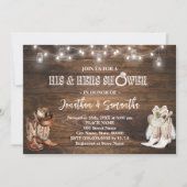 Invitation Bottes Wedding showers de Cowboy de Western His et (Devant)