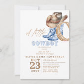 Invitation Bottes Western Baby shower Cowboy Pastel (Devant)