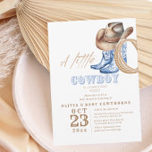 Invitation Bottes Western Baby shower Cowboy Pastel