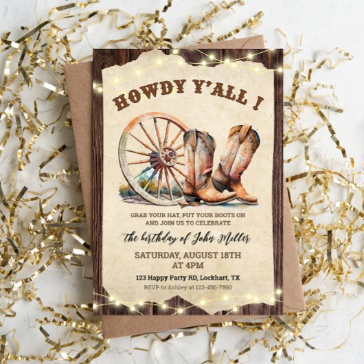 Invitation Bottes Western Cowboy abattu Howdy Y'all