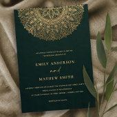 INVITATION BOTTLE VERT OR CLASSIQUE ORNATE MANDALA MARIAGE