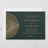INVITATION BOTTLE VERT OR CLASSIQUE ORNATE MANDALA MARIAGE (Devant)