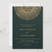 INVITATION BOTTLE VERT OR CLASSIQUE ORNATE MANDALA MARIAGE (Devant)
