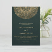 INVITATION BOTTLE VERT OR CLASSIQUE ORNATE MANDALA MARIAGE (Debout devant)